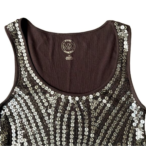Michael Kors brown / bronze  / gold sequin tank top. Size Medium EUC - Picture 3 of 9